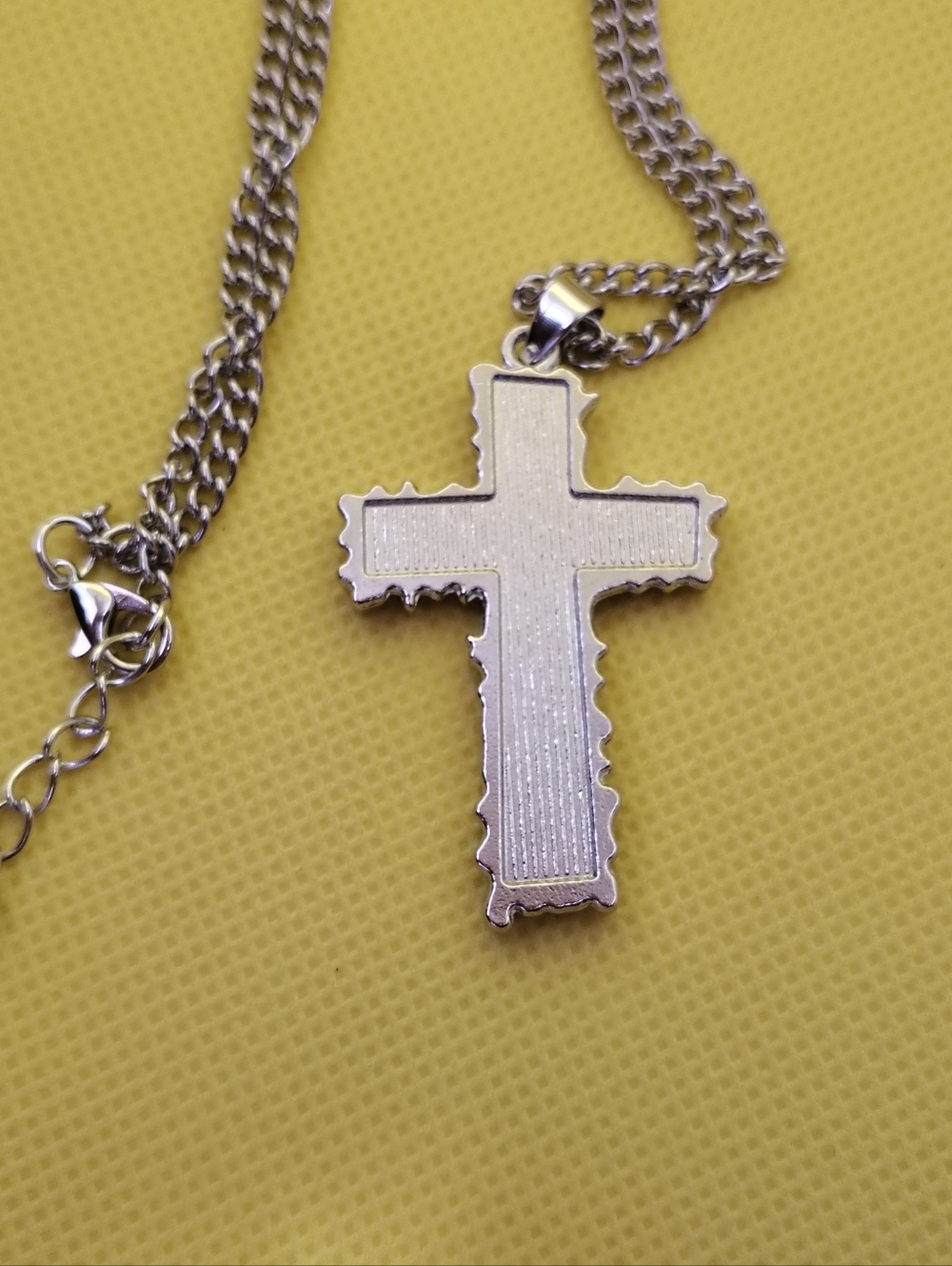 Silver-tone Chain Necklace with Black Cross Pendant - Picture 4 of 5
